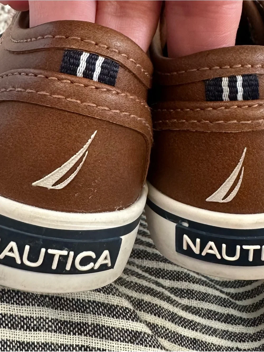 Nautica Kids Brown Leather-Look Velcro Sneakers